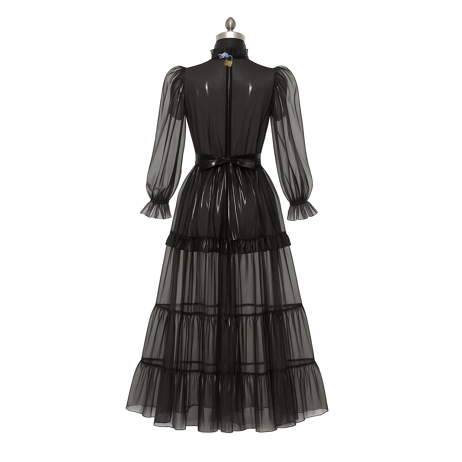 Schwarzes transparentes PVC-Kleid lang G4092