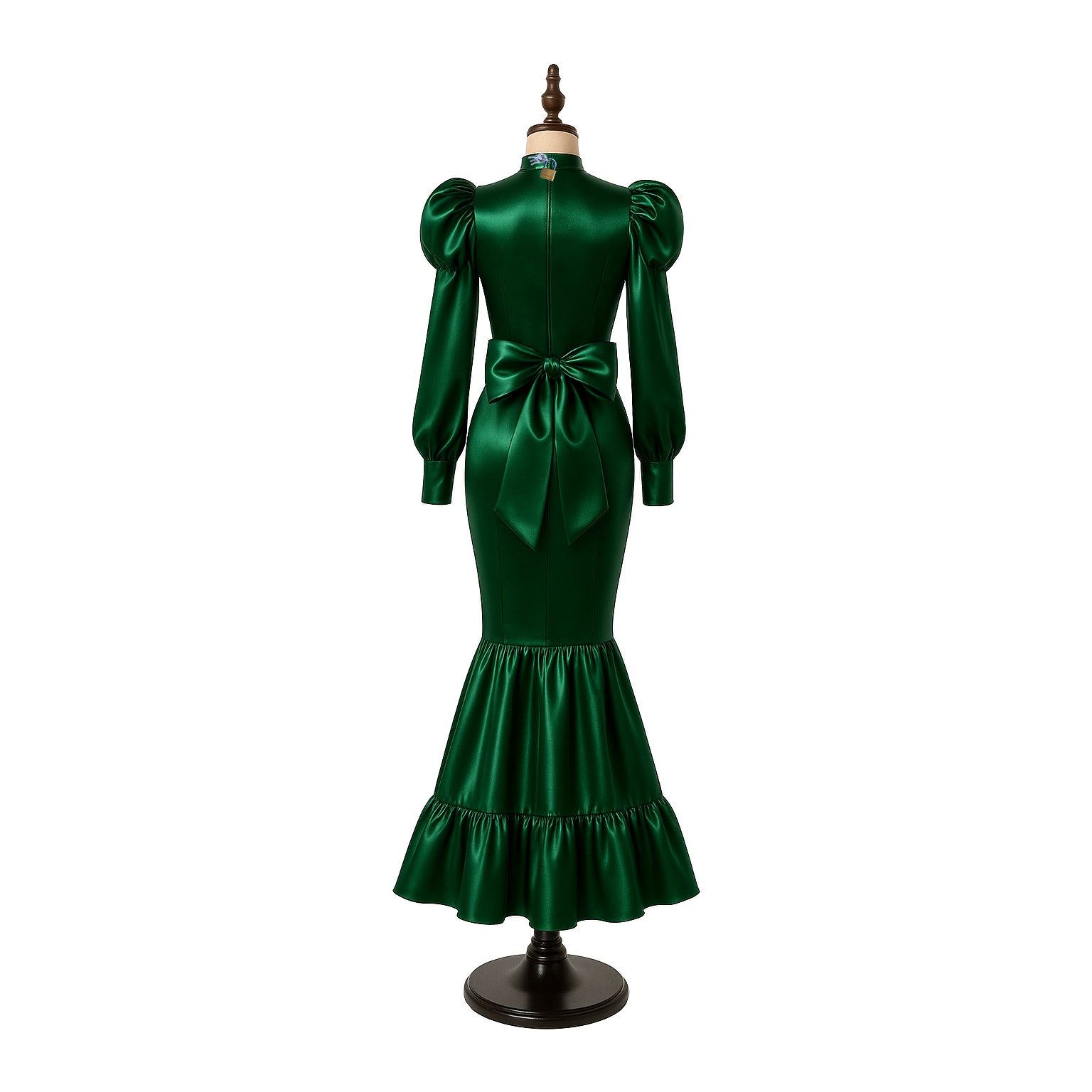 Dunkelgrünes Satinkleid G4093