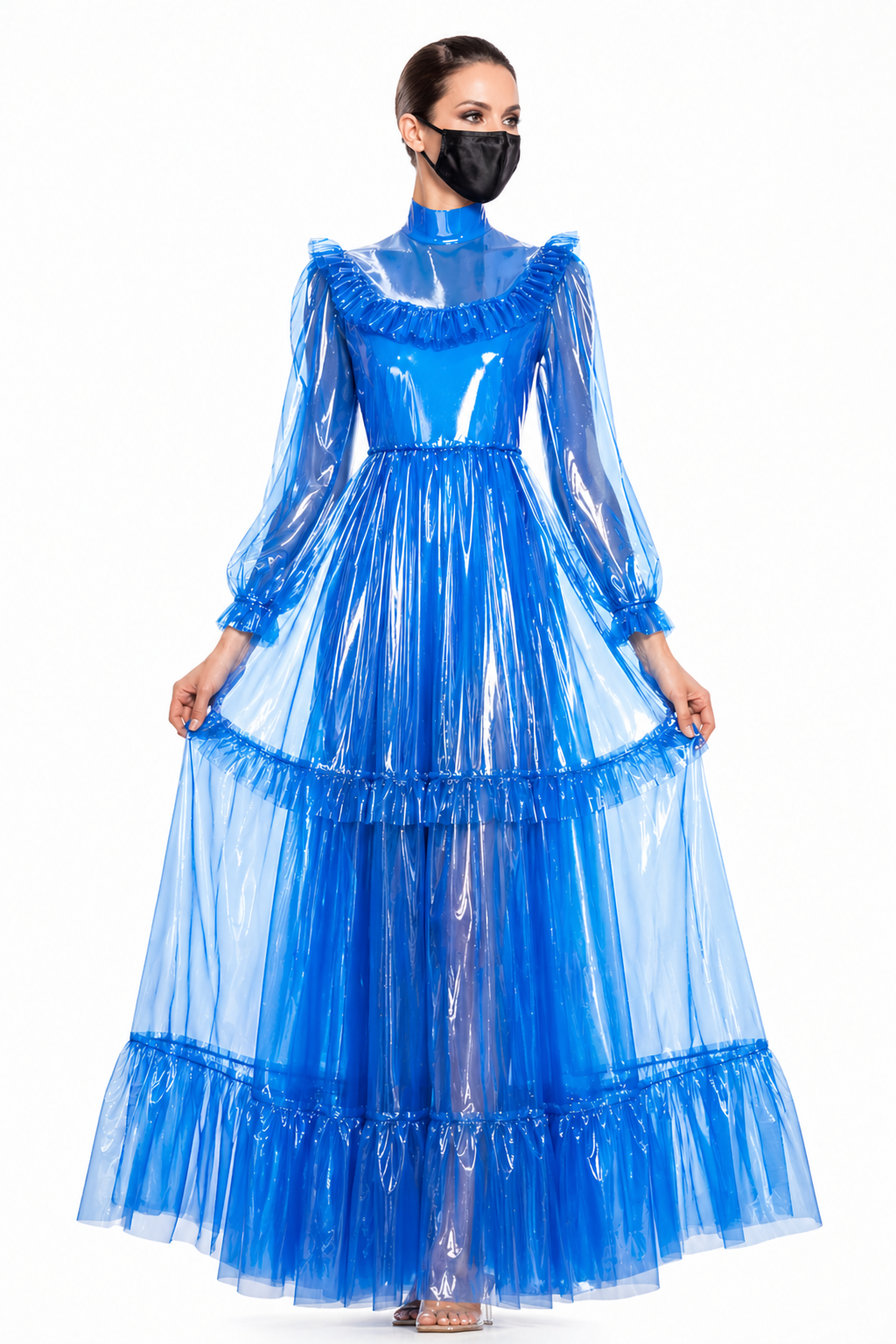 Blue Clear PVC Long Dress G4096