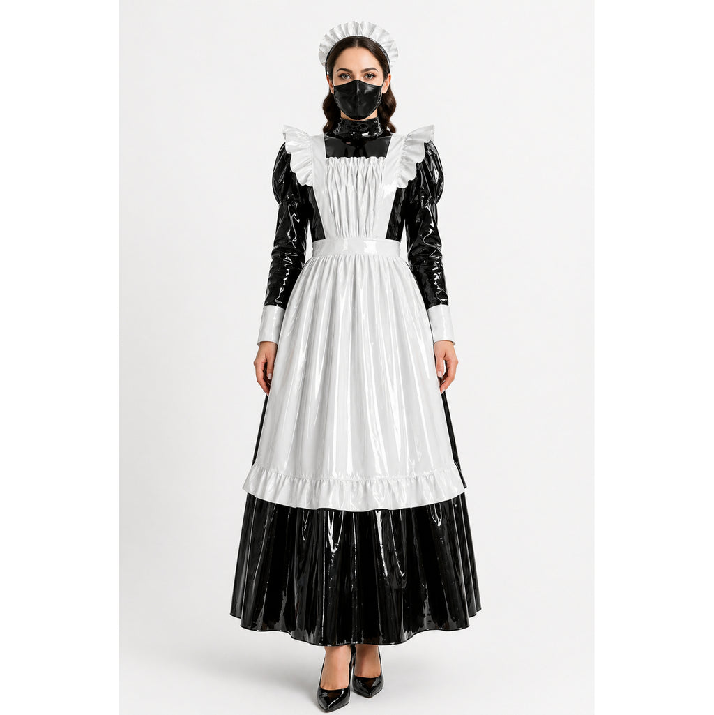 Schwarzes, dünnes PVC-Kleid G4097