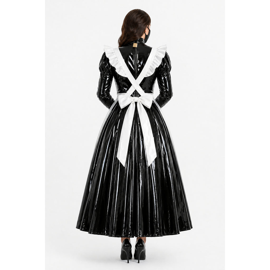 Schwarzes, dünnes PVC-Kleid G4097