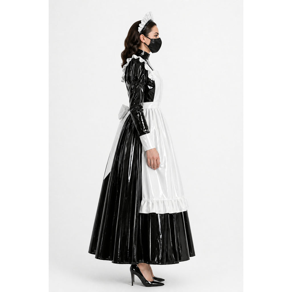Schwarzes, dünnes PVC-Kleid G4097