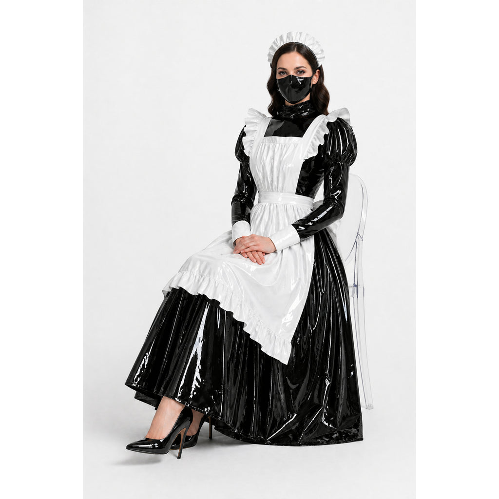 Schwarzes, dünnes PVC-Kleid G4097