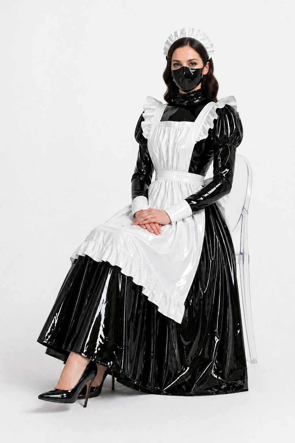 Black Thin PVC Dress G4097