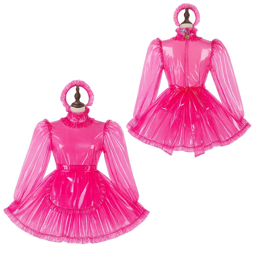 Heißes Pink Transparentes PVC-Kleid G4105