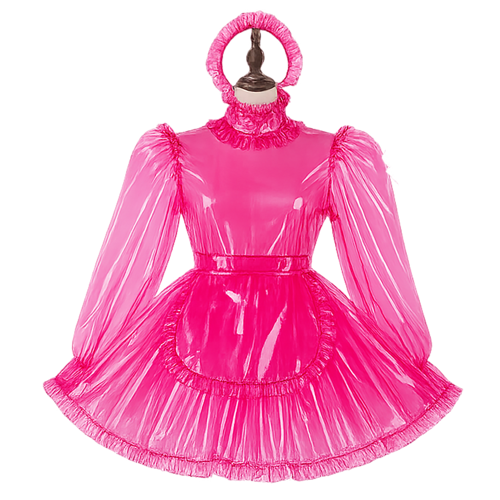 Heißes Pink Transparentes PVC-Kleid G4105