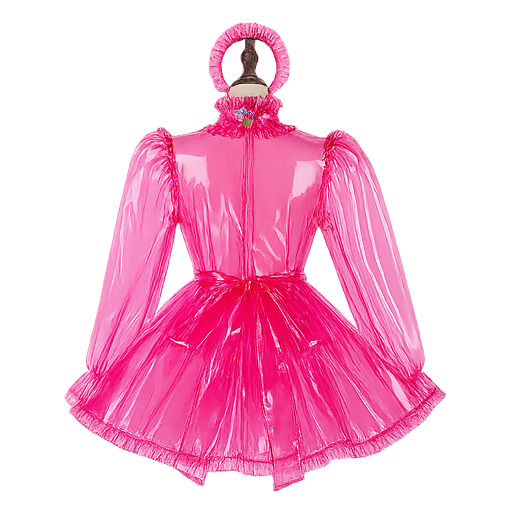 Hot Pink Clear PVC sissy maid Dress G4105