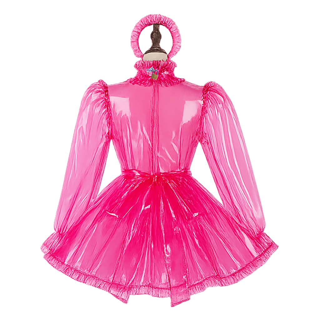 Heißes Pink Transparentes PVC-Kleid G4105