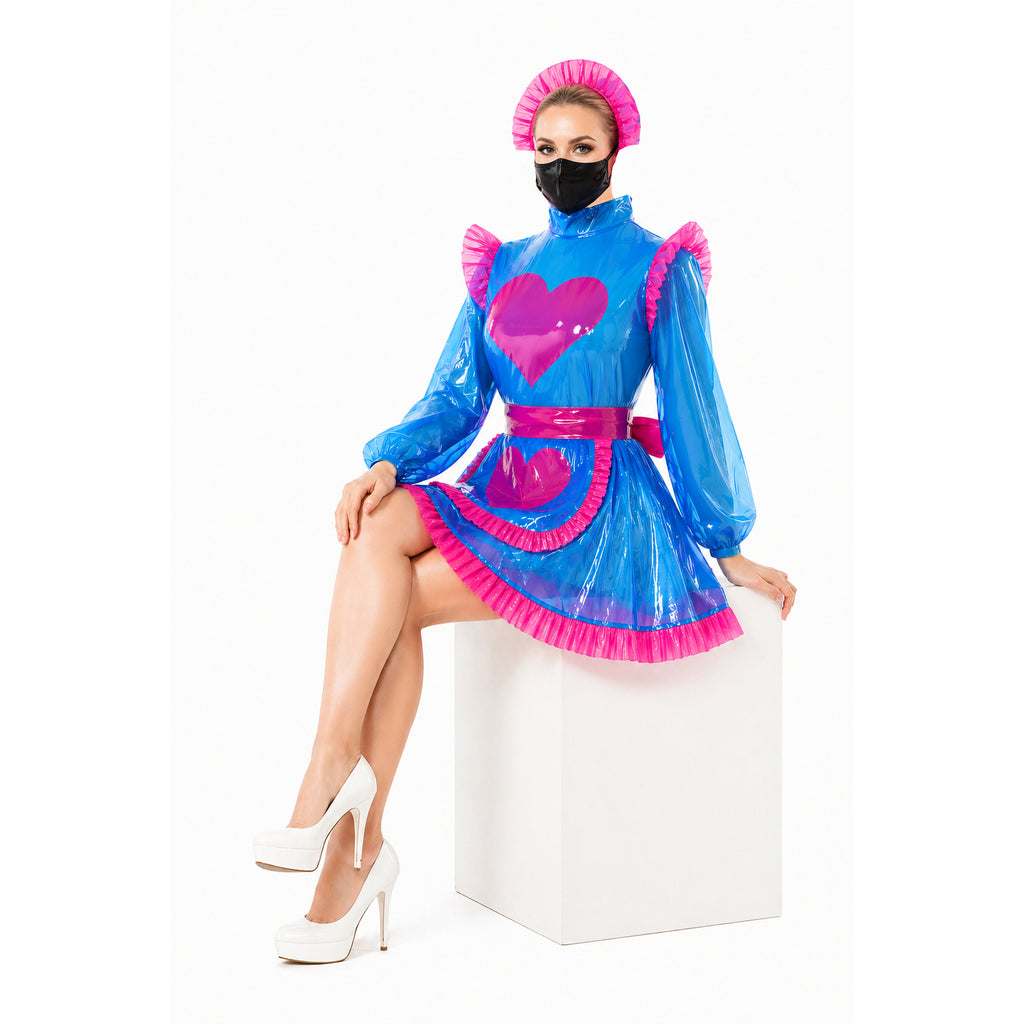 Blaues, durchsichtiges PVC Sissy Maid Kleid G4106