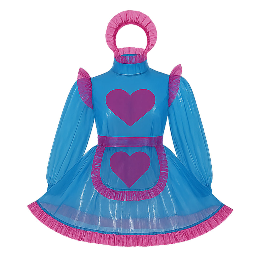 Blaues, durchsichtiges PVC Sissy Maid Kleid G4106