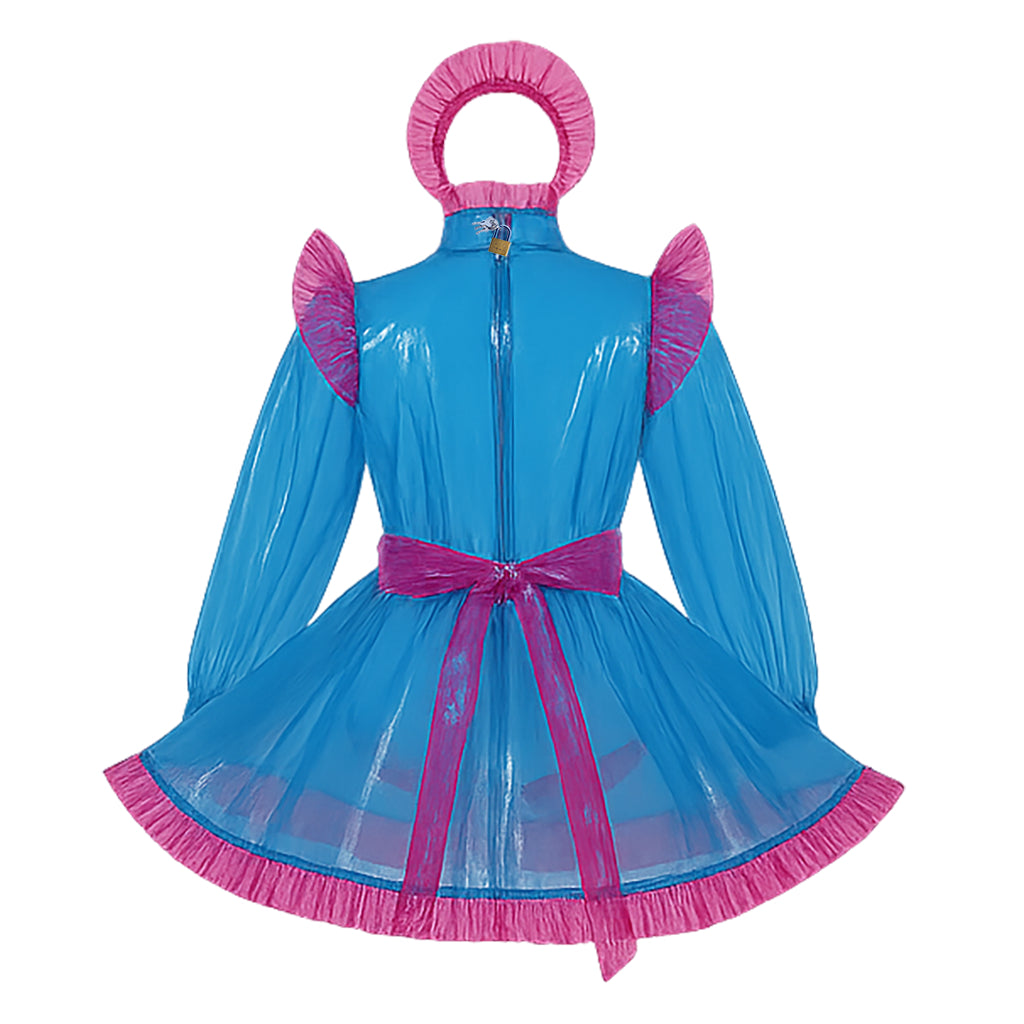 Blaues, durchsichtiges PVC Sissy Maid Kleid G4106