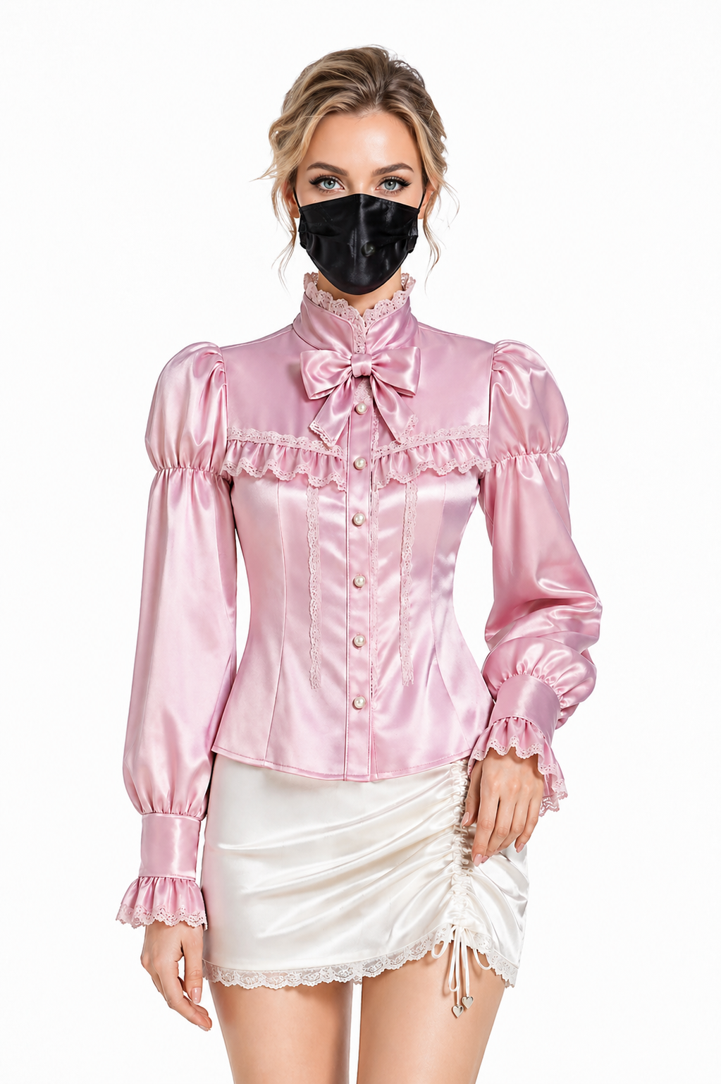 Babyrosa Satinbluse G4107