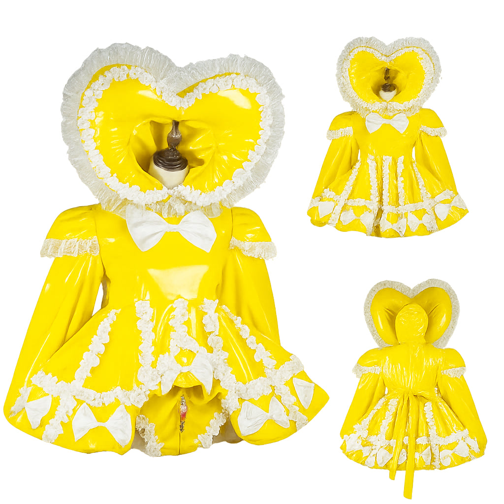 Barboteuse à capuche cœur en PVC jaune G4108