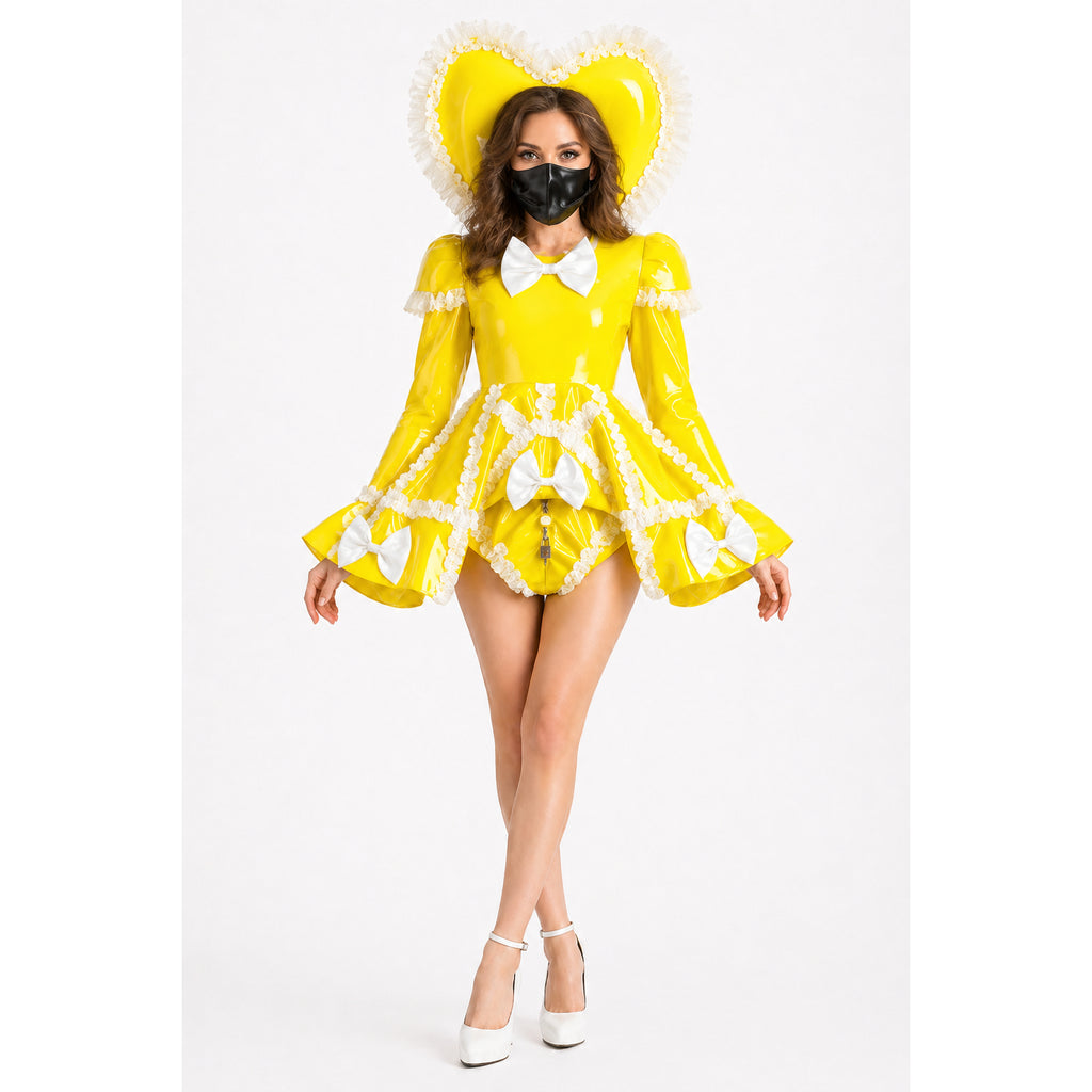 Barboteuse à capuche cœur en PVC jaune G4108