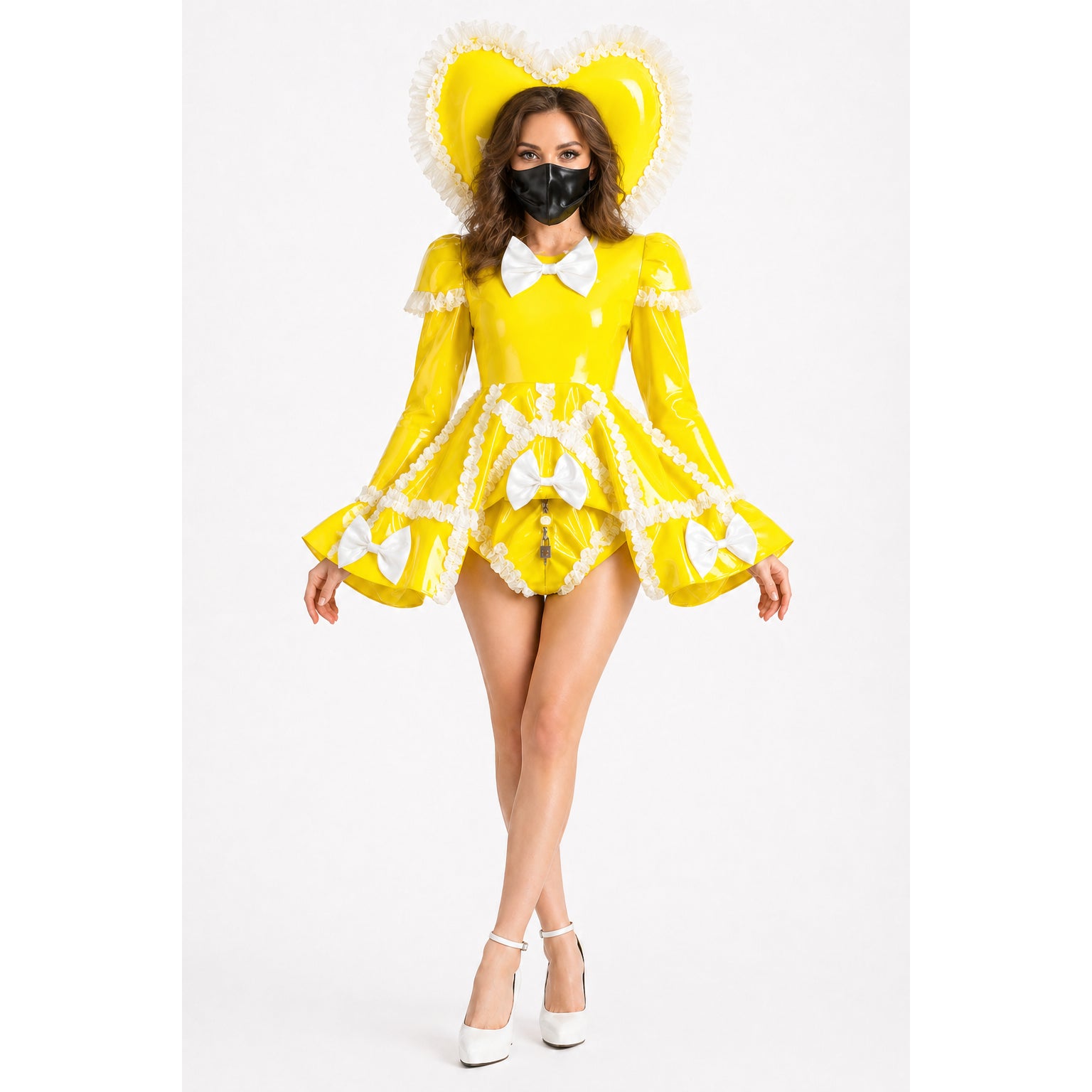 Barboteuse à capuche cœur en PVC jaune G4108