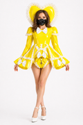 Yellow PVC Heart Hood Romper G4108