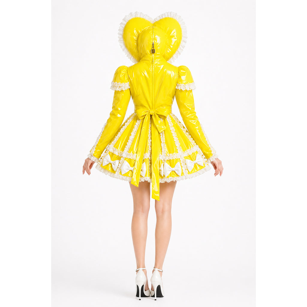 Barboteuse à capuche cœur en PVC jaune G4108