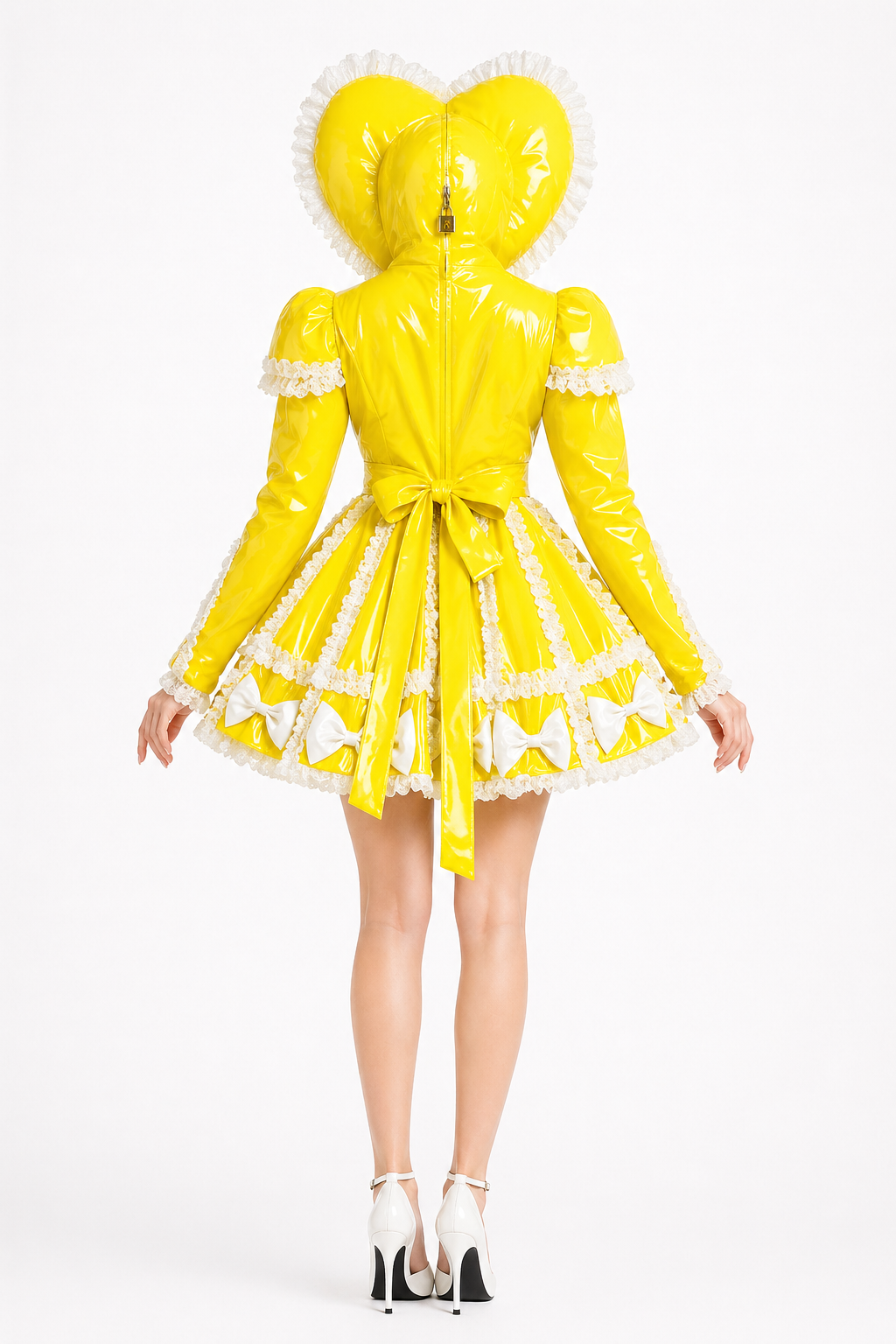 Yellow PVC Heart Hood Romper G4108