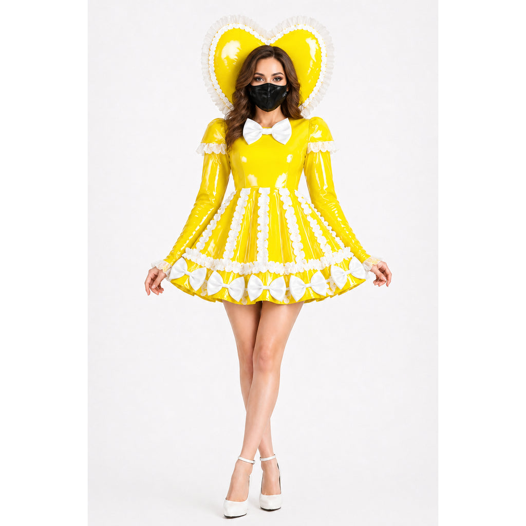 Barboteuse à capuche cœur en PVC jaune G4108