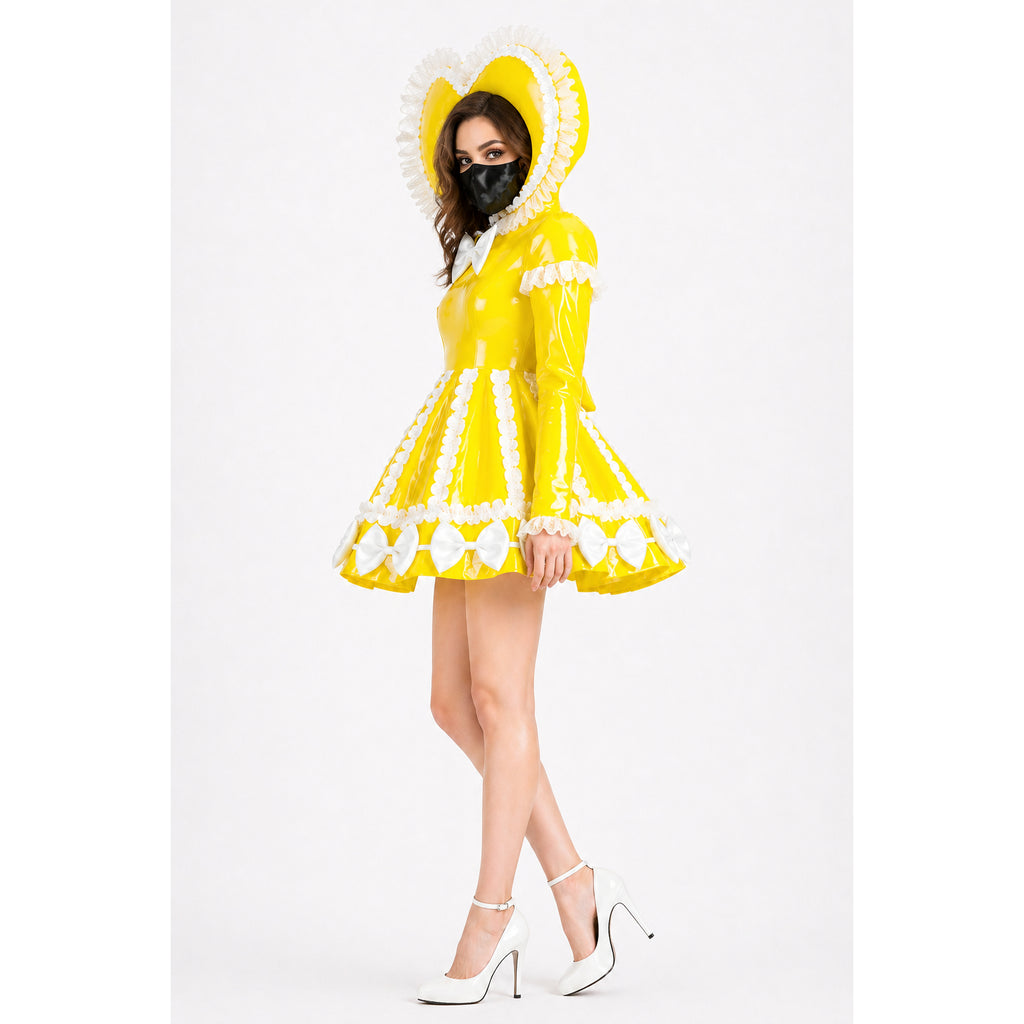 Barboteuse à capuche cœur en PVC jaune G4108