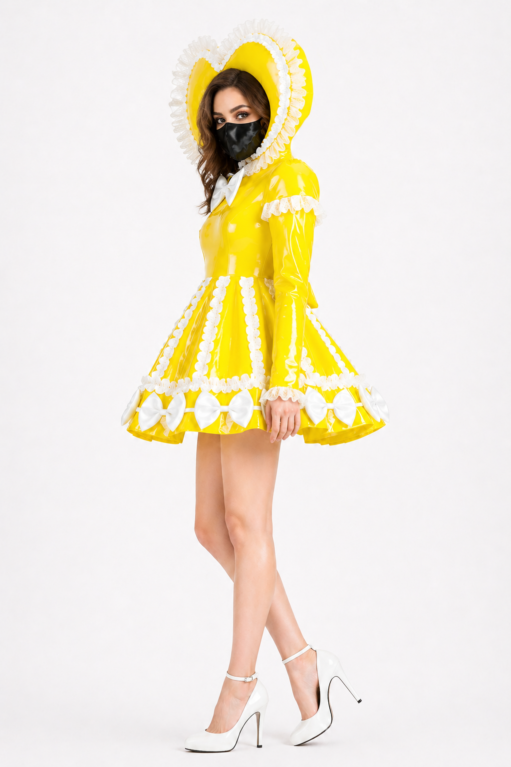 Yellow PVC Heart Hood Romper G4108