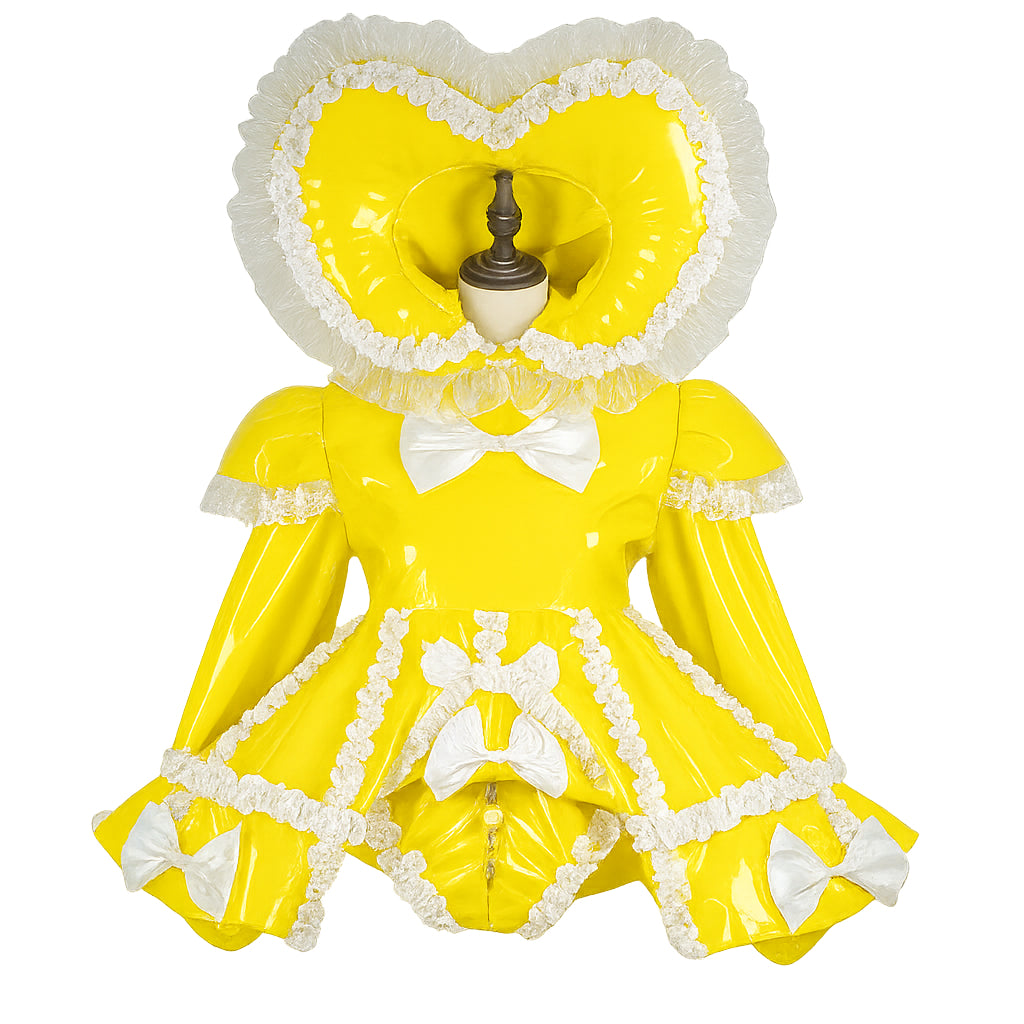 Barboteuse à capuche cœur en PVC jaune G4108