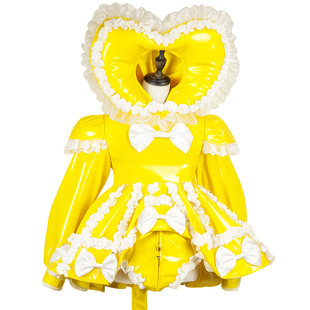 Barboteuse à capuche cœur en PVC jaune G4108