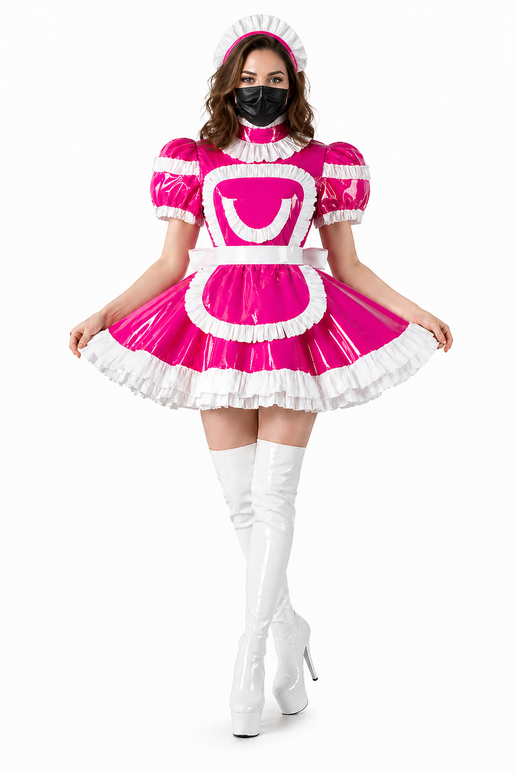 Hot Pink Thin PVC Dress G4109