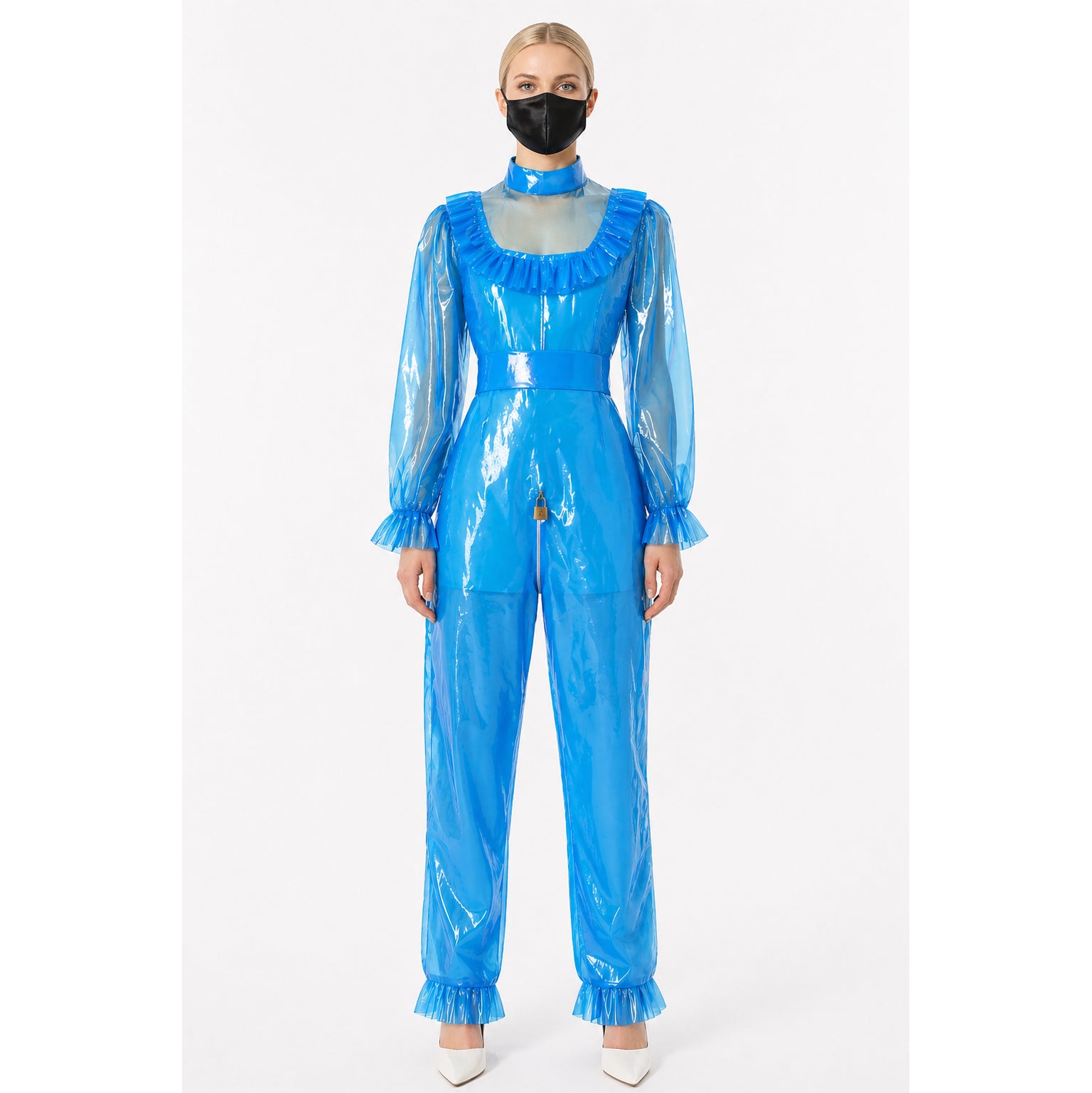 Blue Clear PVC Jumpsuit Outfit G4110
