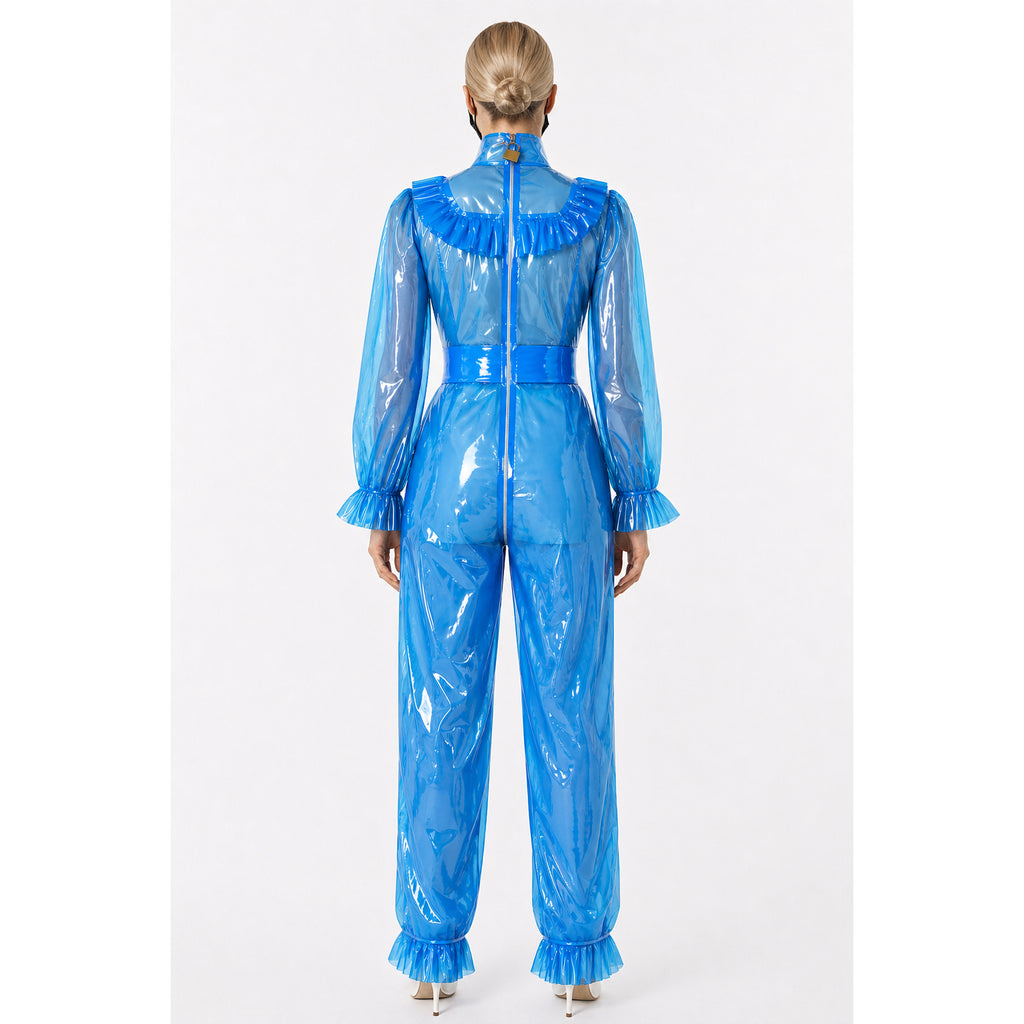 Blue Clear PVC Jumpsuit Outfit G4110
