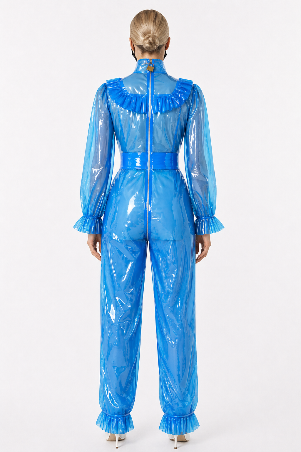 Blauer transparenter PVC Jumpsuit G4110