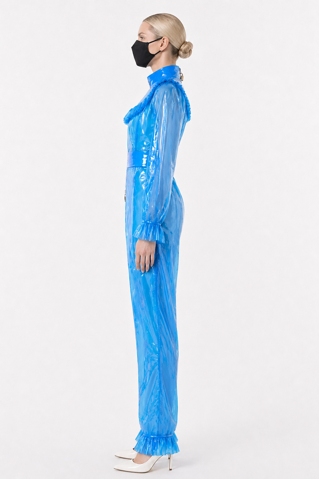 Blauer transparenter PVC Jumpsuit G4110