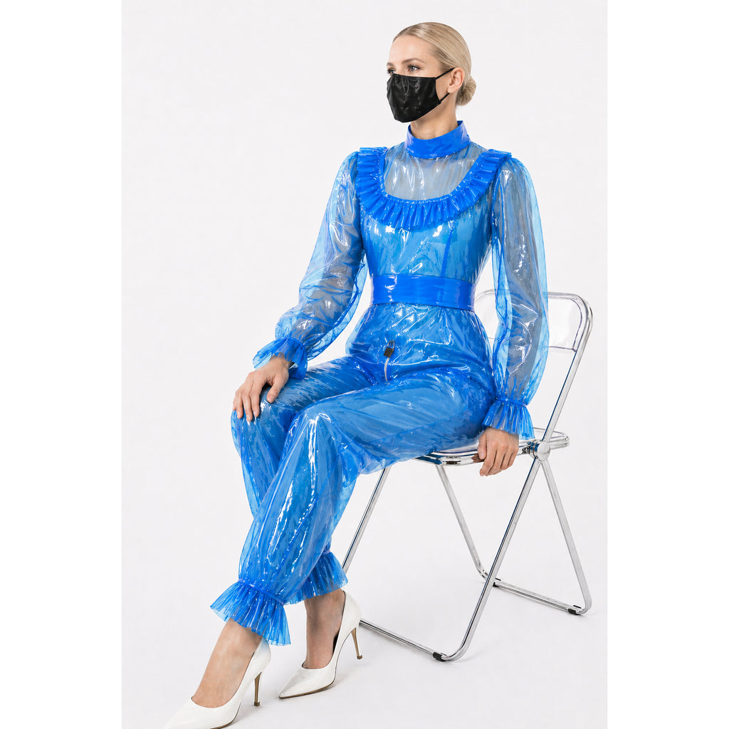 Blue Clear PVC Jumpsuit Outfit G4110