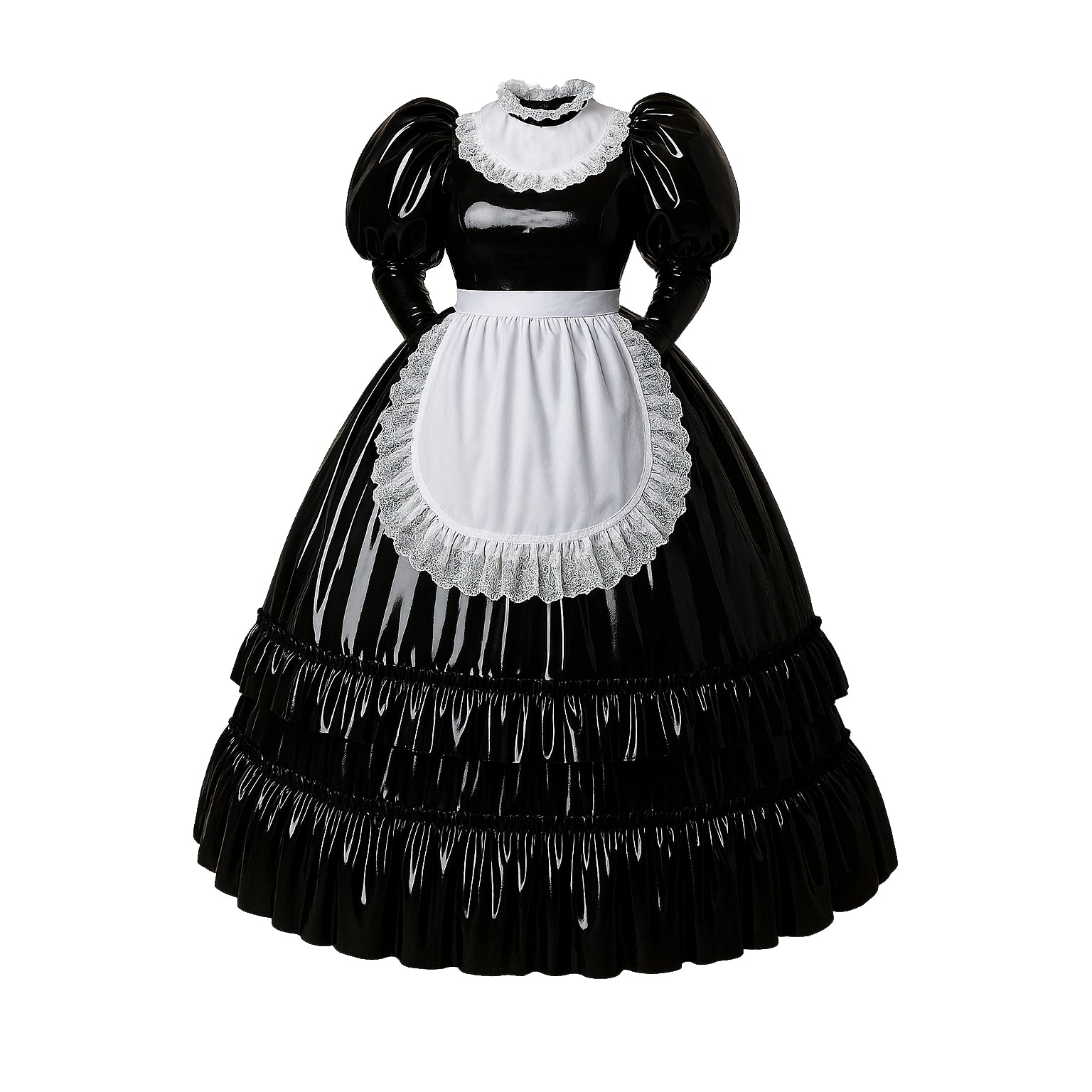Schwarzes dünnes PVC-Kleid G4112