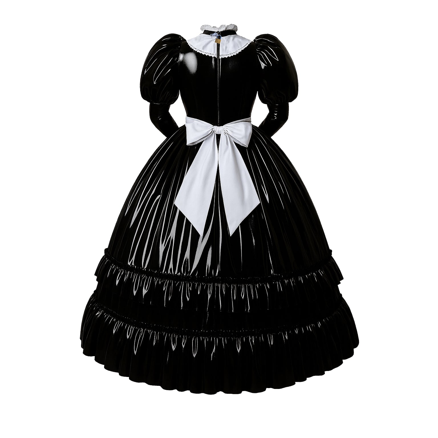 Schwarzes dünnes PVC-Kleid G4112