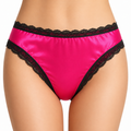 Hot Pink Satin Lace Trim Panties G4114