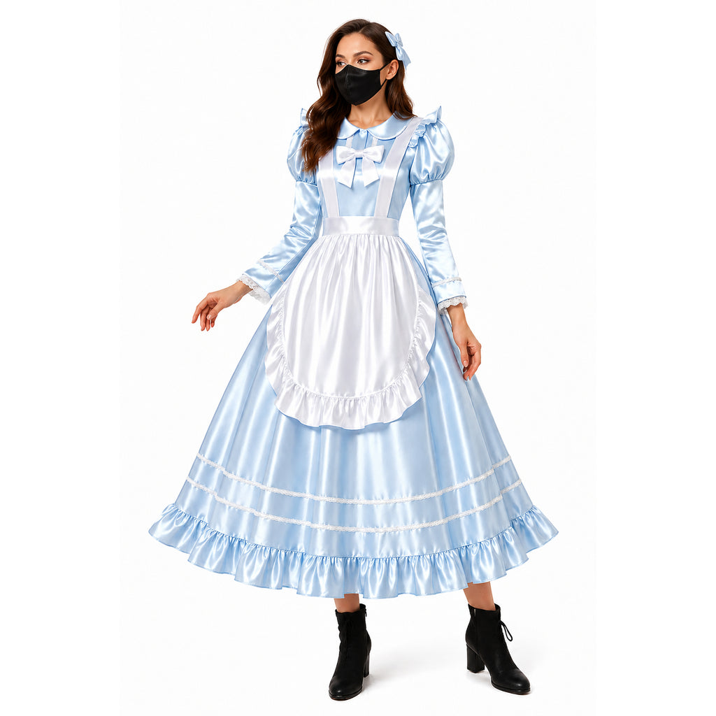 Babyblaues Satinkleid G4115