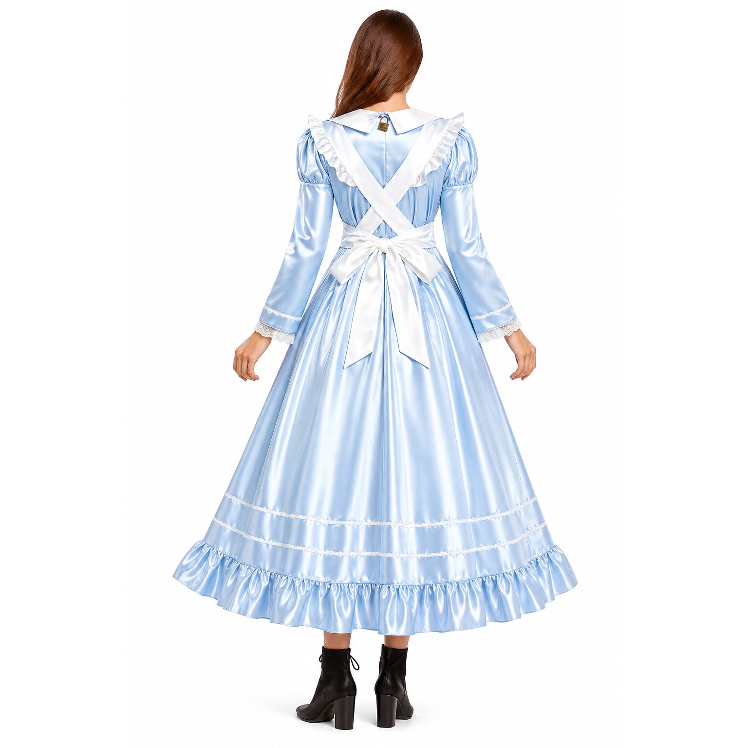 Babyblaues Satinkleid G4115
