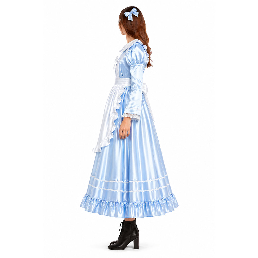 Babyblaues Satinkleid G4115