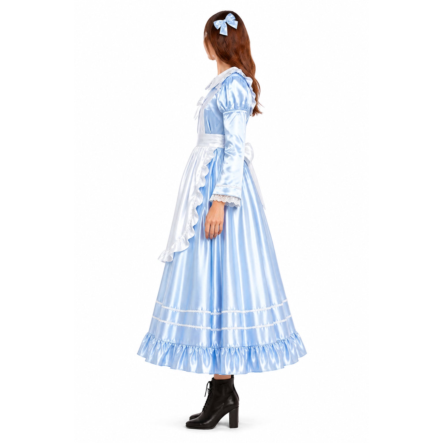 Babyblaues Satinkleid G4115