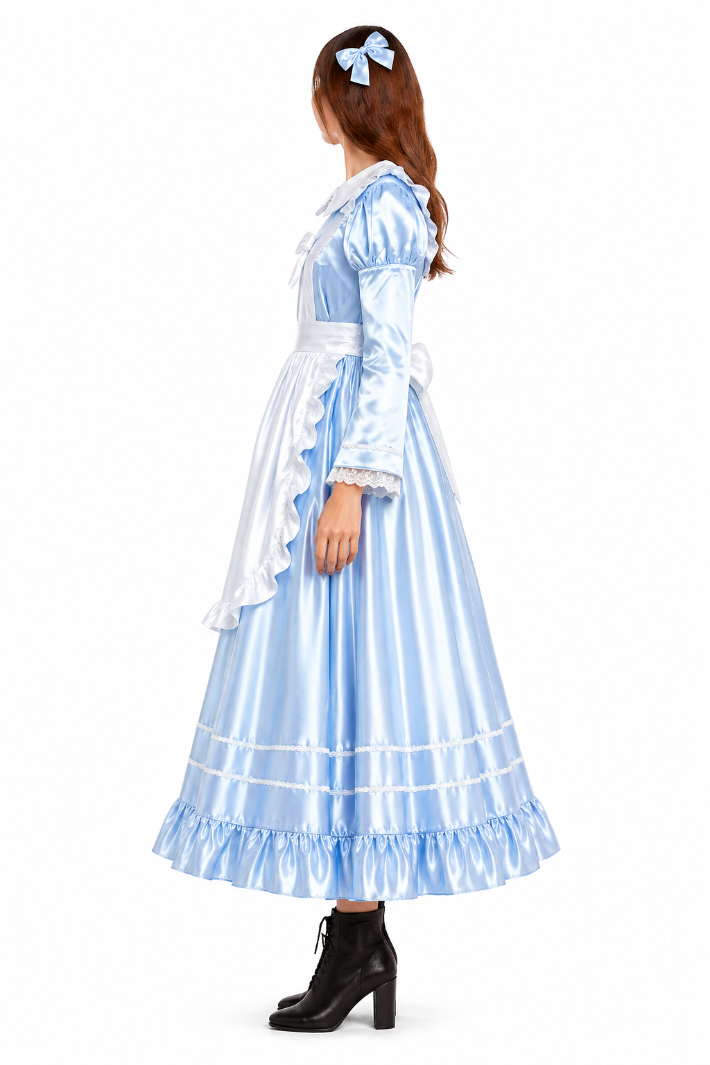 Babyblaues Satinkleid G4115
