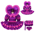 Purple Satin Heart Hood sissy Dress G4116