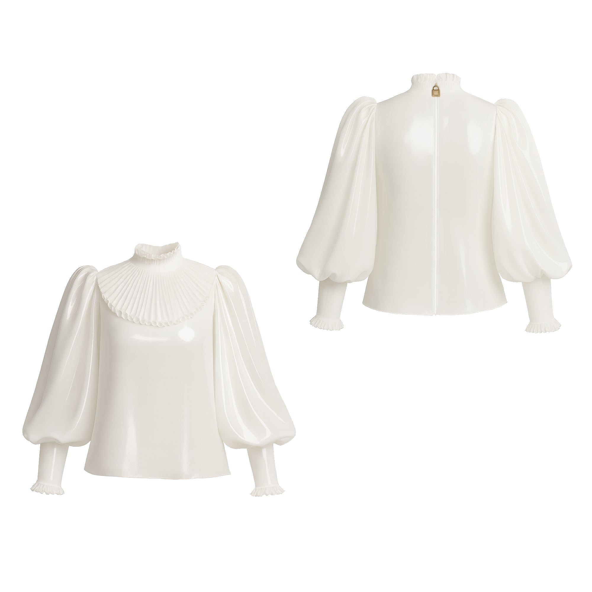 White Thin PVC Blouse G4117