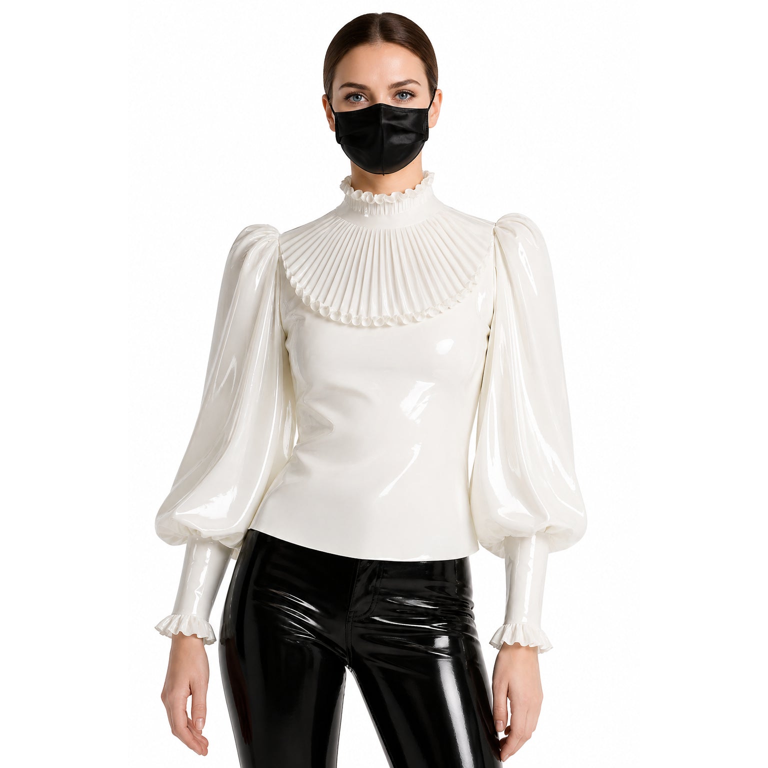 White Thin PVC Blouse G4117