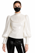 White Thin PVC Blouse G4117
