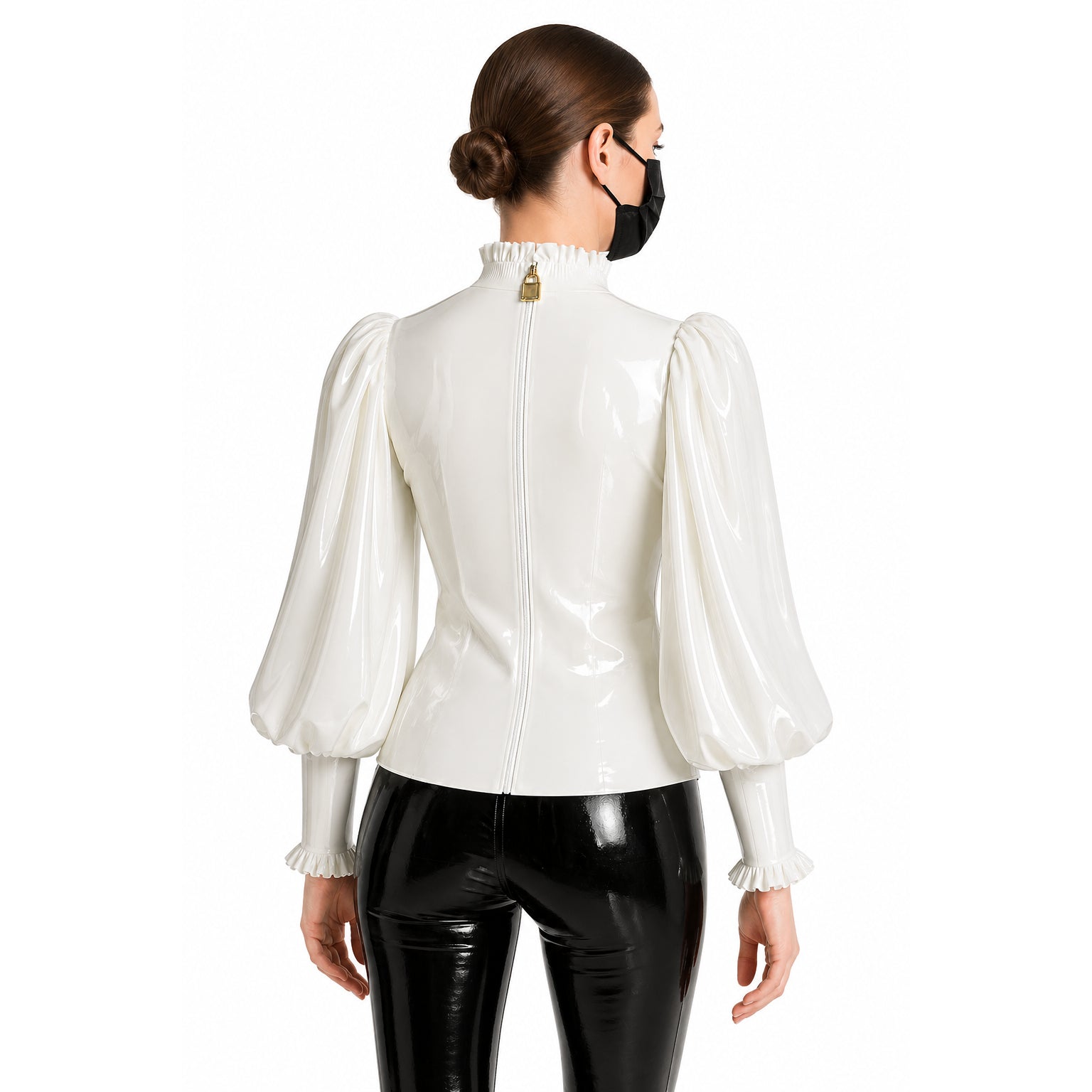 White Thin PVC Blouse G4117