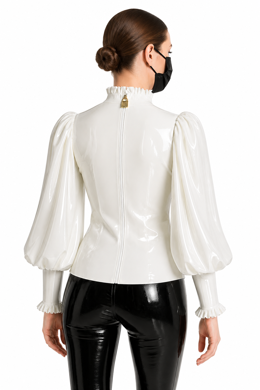 White Thin PVC Blouse G4117