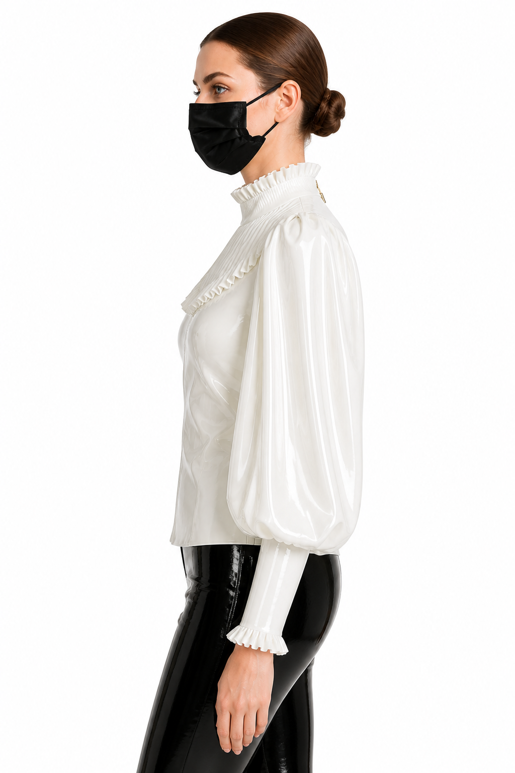 White Thin PVC Blouse G4117