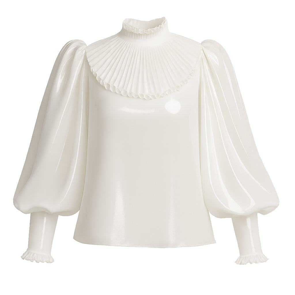 White Thin PVC Blouse G4117