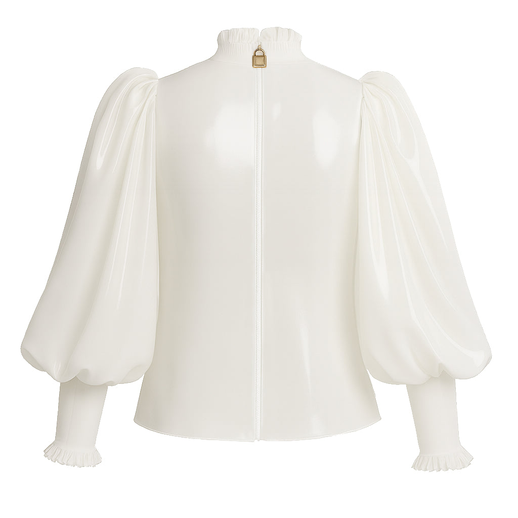 White Thin PVC Blouse G4117